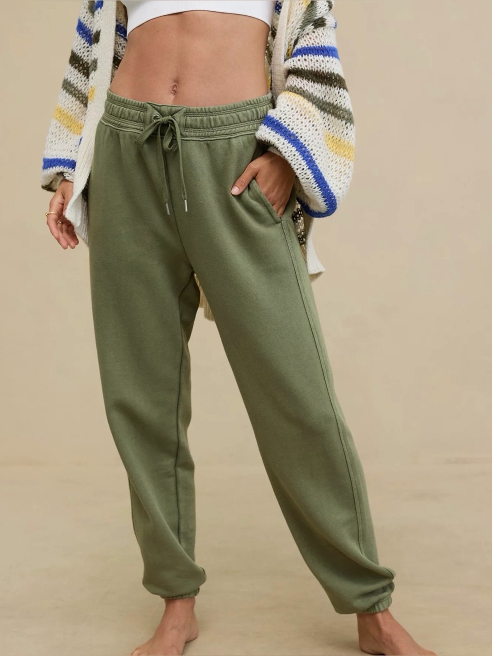 Aerie Big Chill Jogger in Olive Fun Size S